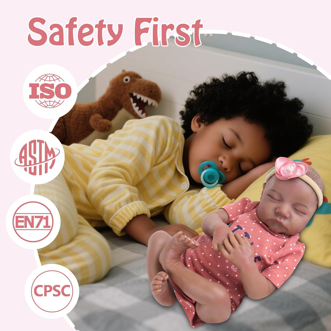 Milidool Muñeca Reborn Baby Girl de 18 pulgadas, realista, afroamer...