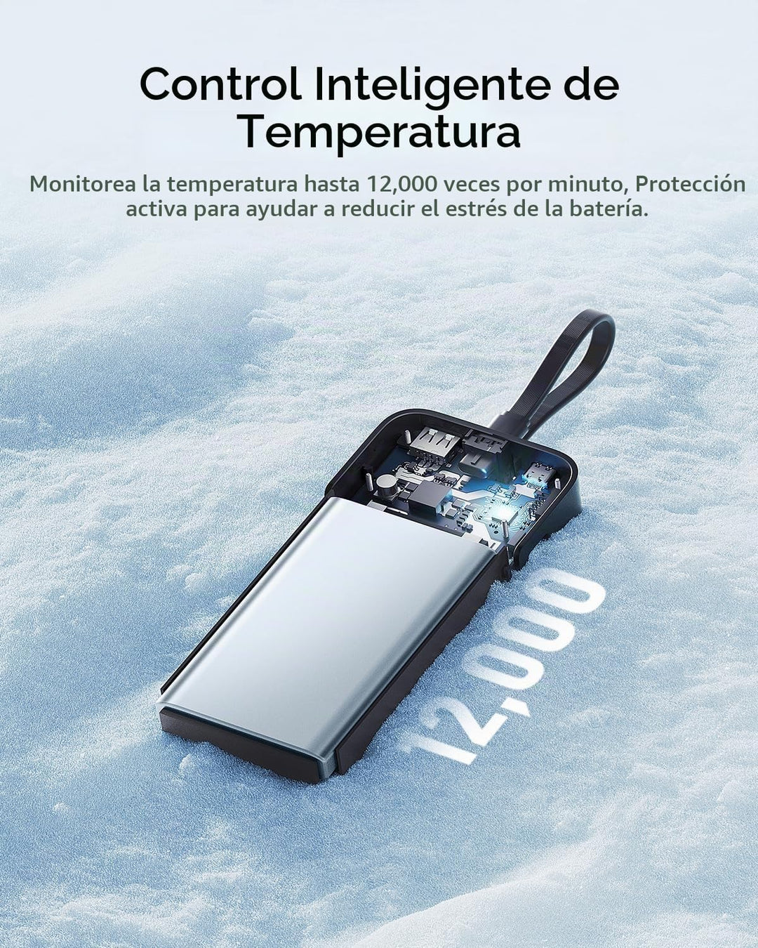 CUKTECH Banco de energía de 20,000 mAh con cable USB-C integrado, c...