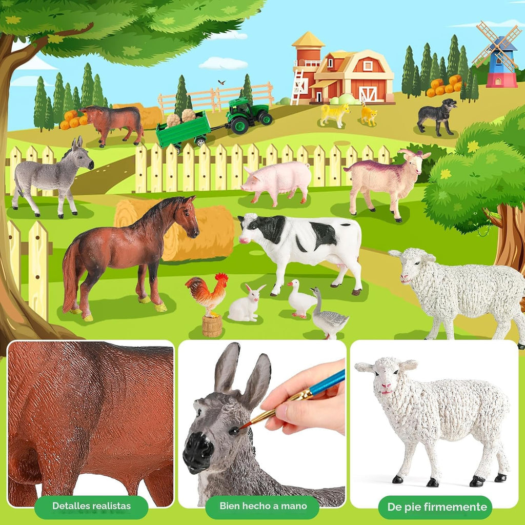 23 juguetes de animales de granja con figuras de animales para niños
