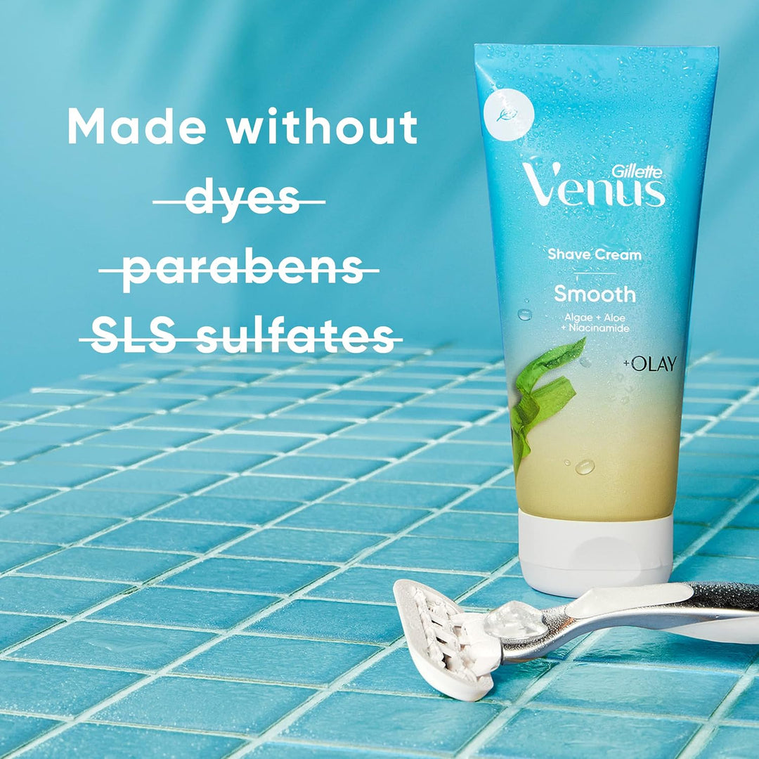 Gillette Venus Smooth plus Olay Crema de afeitar para mujer, 3 unid...
