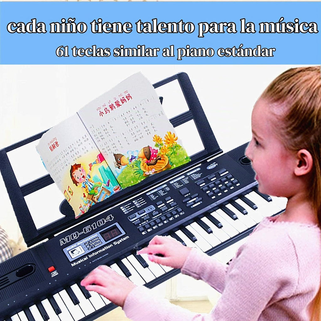 SEMART teclado Piano digital piano eléctrico portátil teclado de música electrónica de 61 teclas juguete para niños principiantes instrumentos musicales con soporte de micrófono USB regalo de