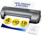 SINCHI Laminador térmico de 13 pulgadas y aplicador de lámina, 3 a 10 mil, 4 rodillos, calentamiento de 55 segundos, 18 segundos/página, apagado automático, máquina de laminación de grado comercial con 10 bolsas para oficina, escuela, manualidades y