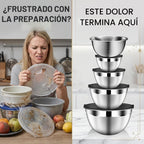 Juego de tazones para mezclar con tapas, tazón de mezcla de acero