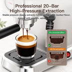 MEGAWISE Máquina de café expreso de 20 bares | Cafetera compacta de acero inoxidable con espumador de leche de vapor, tanque extraíble | Máquina de café con leche de capuchino para el hogar, color