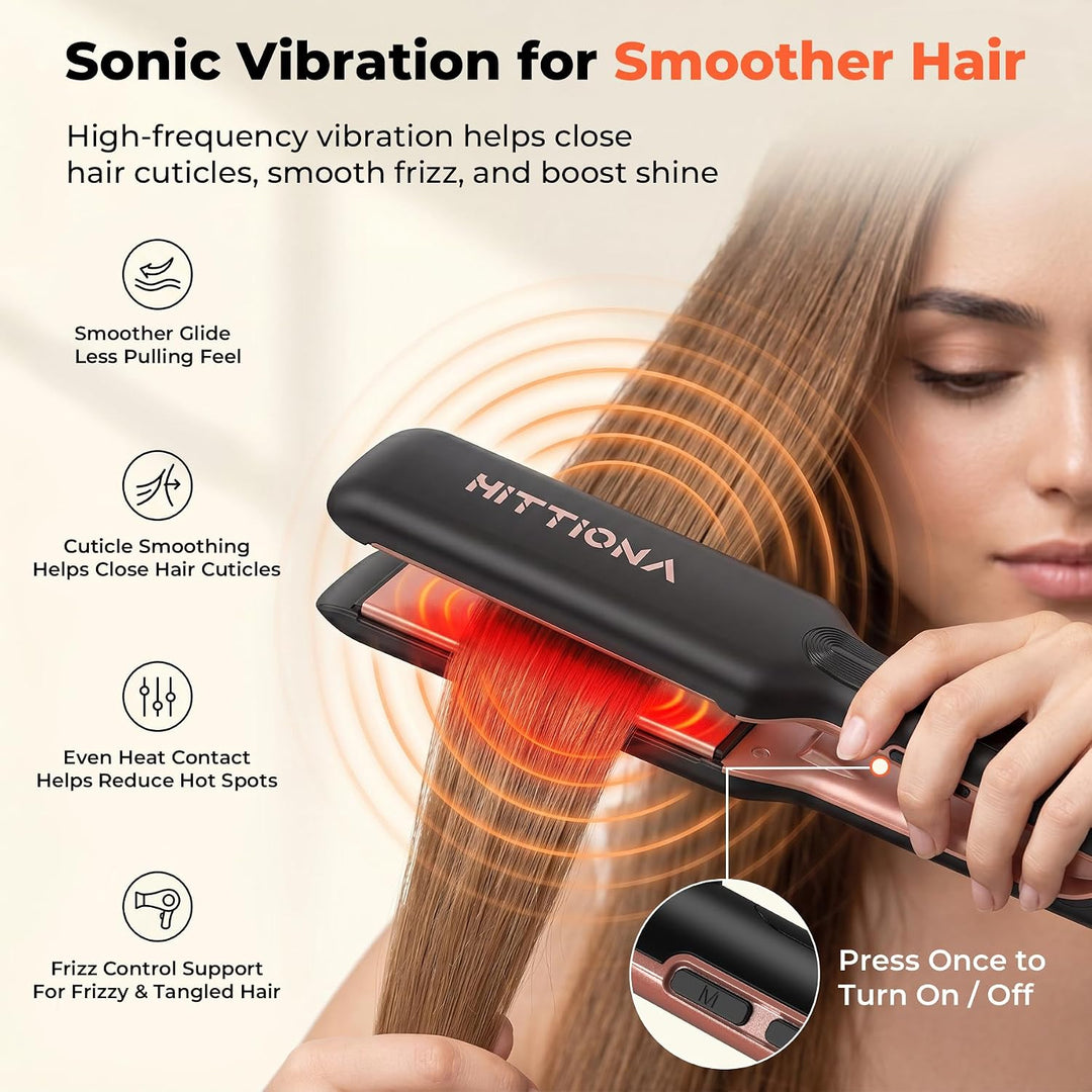 HITTIONA Plancha de pelo iónica de cerámica infrarroja con vibració...