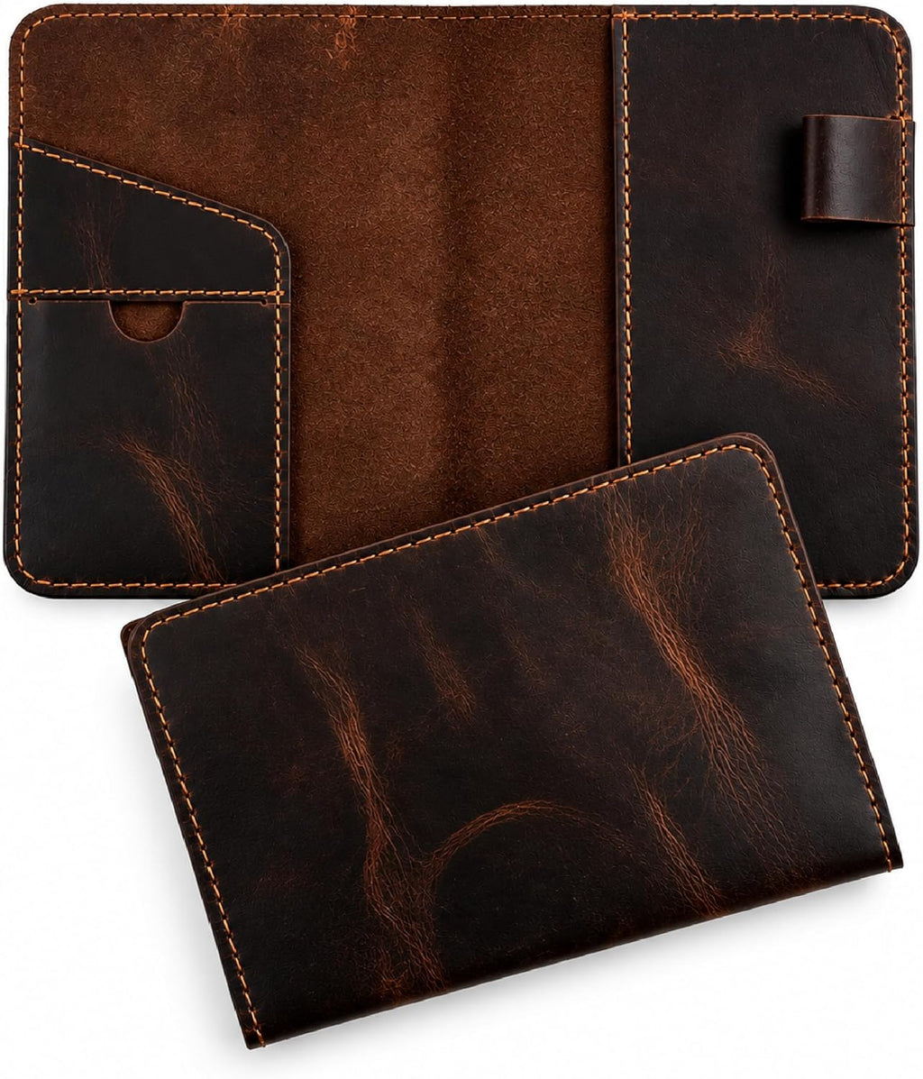 Funda de cuero genuino para diario de campo recargable A6 | 4.1 x 5.8 pulgadas hecha a mano de cuero envejecido cubierta de diario de viaje