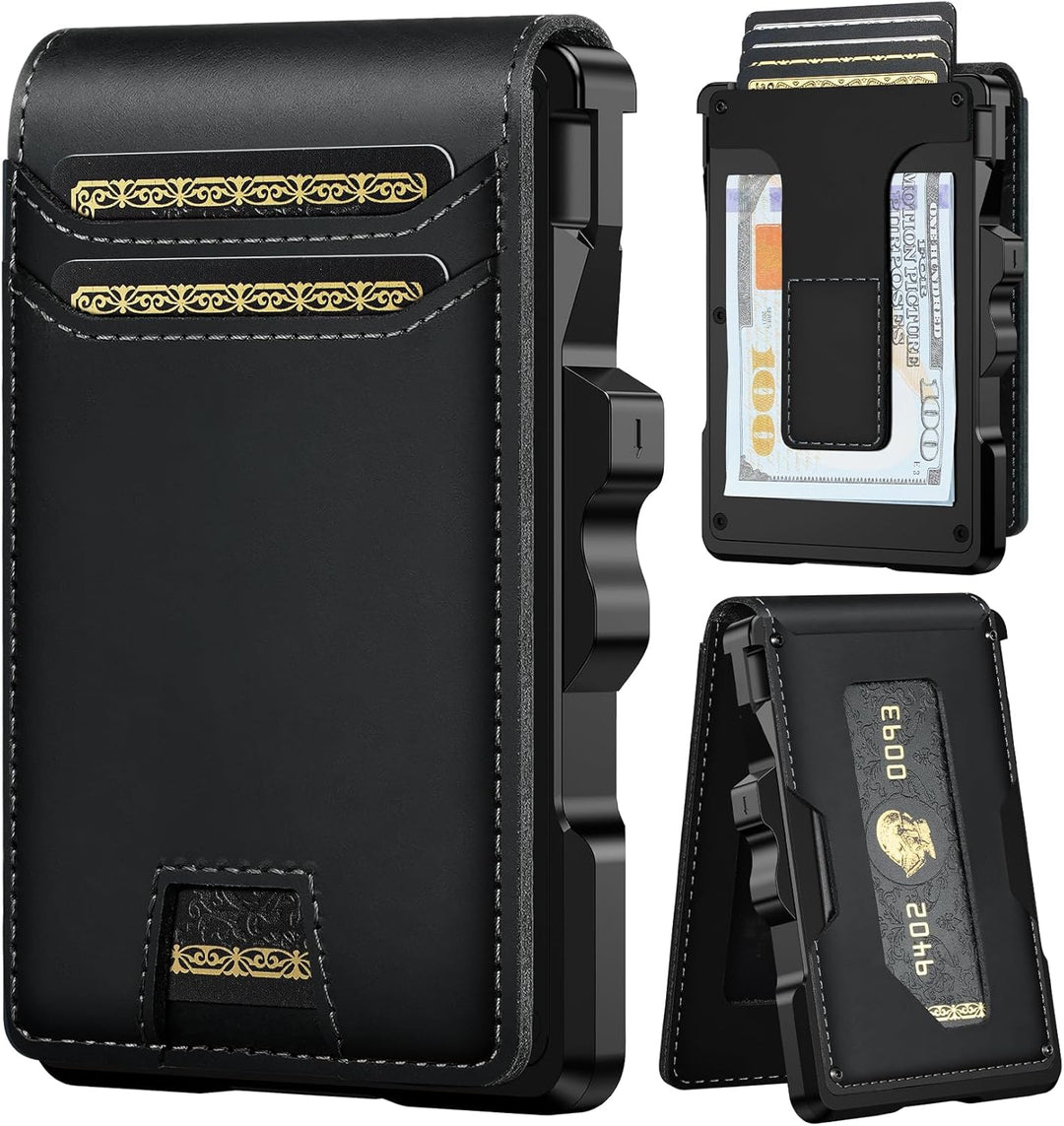 furid Cartera de cuero genuino para hombre: carteras minimalistas R...