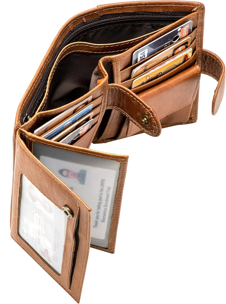 POKOFO Billetera grande de cuero genuino con bloqueo RFID, tarjeter...