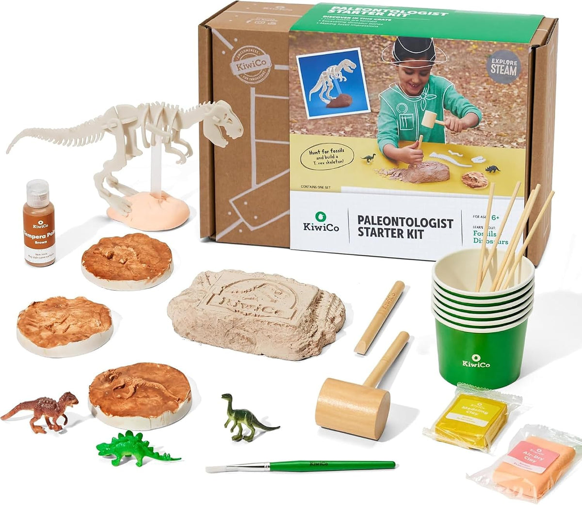 KiwiCo Dinosaur Fossil Dig Kit - Juguete de paleontología de esqueleto, para edades 6+