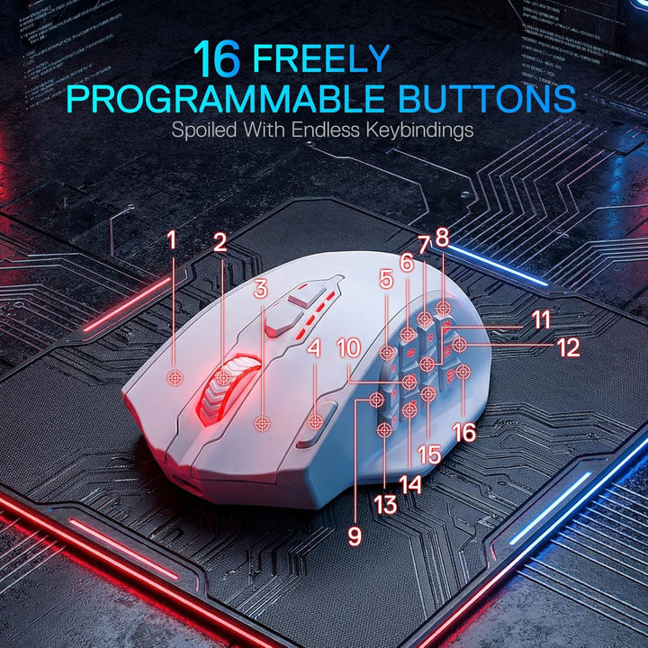 Redragon M913 MAX Mouse inalámbrico para juegos, 26000 DPI MMO rató...