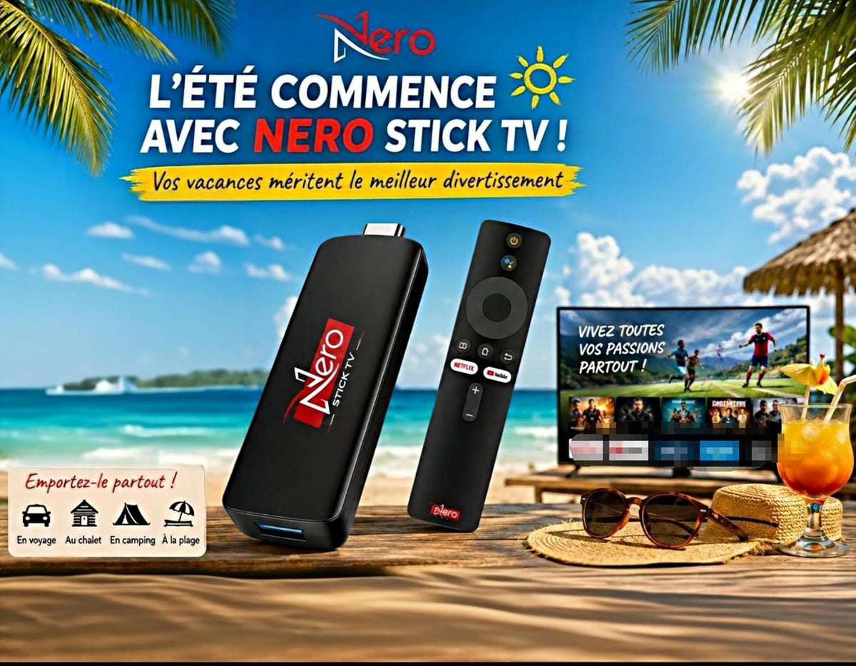 Dispositivo de transmisión Nero Stick TV 4K/8K HDR, alimentado por Android 14 y Google TV, Bluetooth 5.4, HDMI y USB, compatible con Wi-Fi 6E, TV gratuita y en vivo sin cable ni satélite