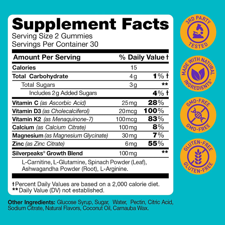 Gomitas de crecimiento de altura para niños, vitaminas de crecimien...