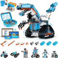 WhalesBot E7 Pro - Kit de robot de codificación y control remoto para niños de 8 años en adelante, programación Scratch y modular, set de juguete educativo de ingeniería científica con controlador
