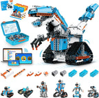 WhalesBot E7 Pro - Kit de robot de codificación y control remoto para niños de 8 años en adelante, programación Scratch y modular, set de juguete educativo de ingeniería científica con controlador