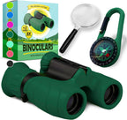 Binoculares para niños – Juguete perfecto para niños pequeños y niñas – Juego extenso que incluye lupa y brújula – Potente aumento 8 x 21 – niños de 3 a 12 años para niños pequeños