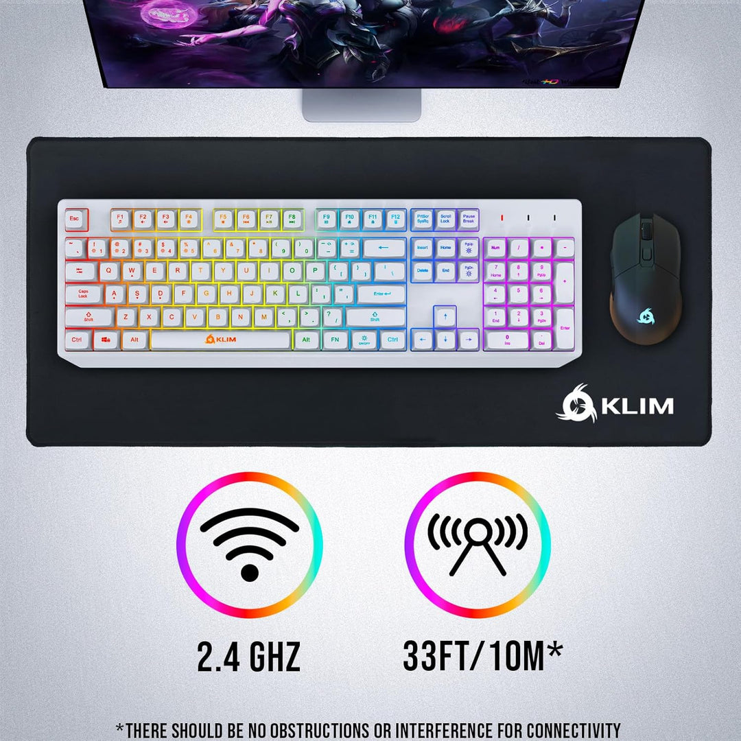 Teclado inalámbrico KLIM Chroma Blanco \u2013 Retroiluminación RGB,...