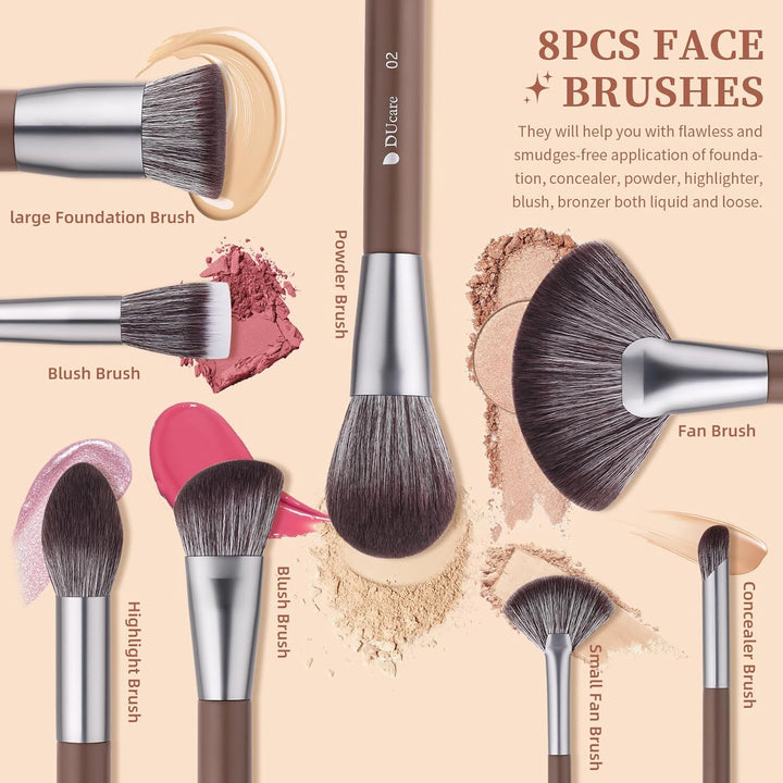 DUcare Juego de 22 brochas de maquillaje profesionales de grado pro...