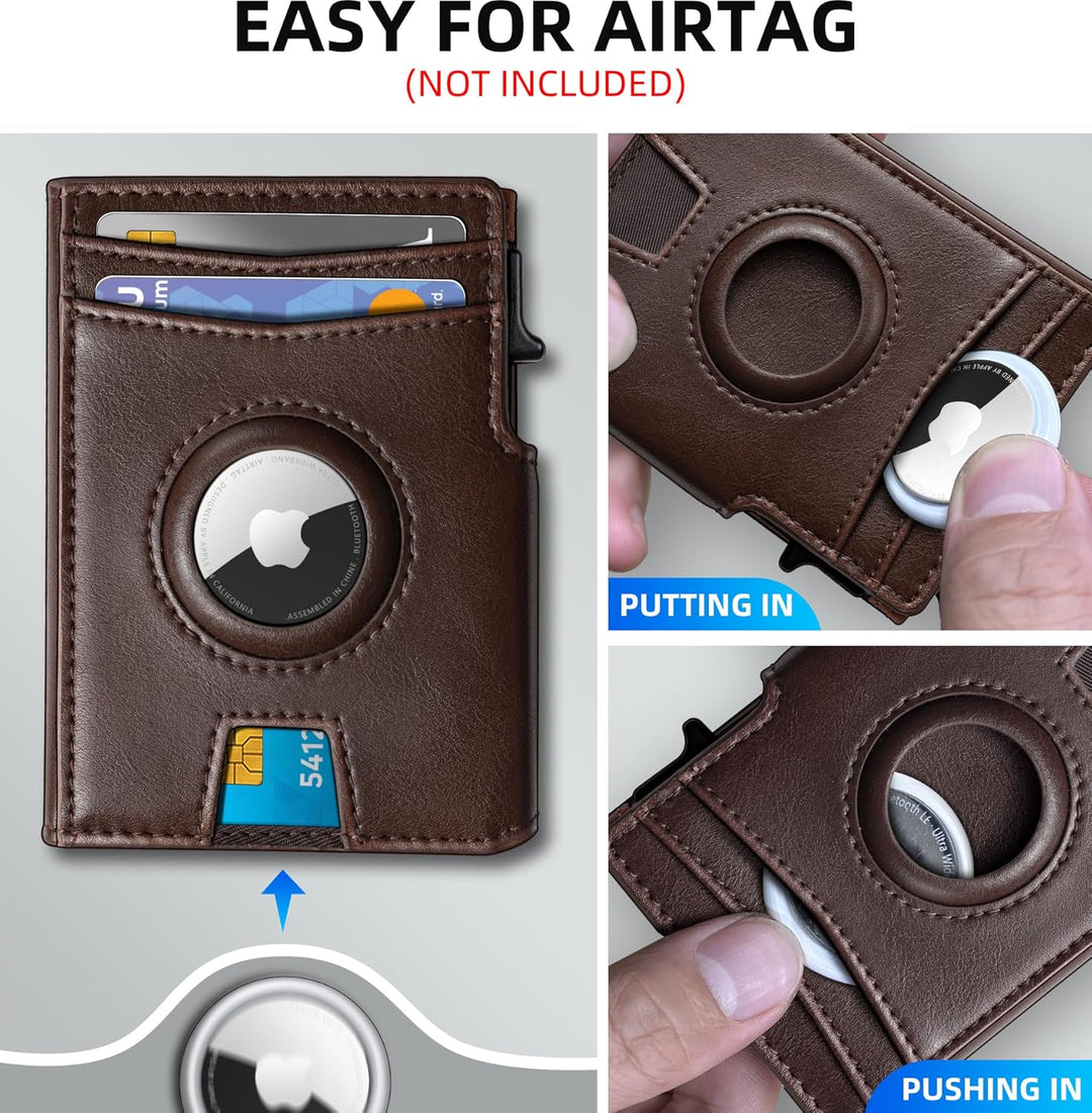 Miyozi - Billetera Airtag para hombre, con clip de dinero, estuche...