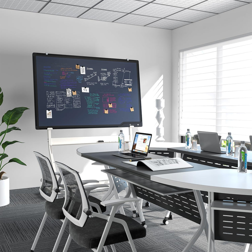 Pizarra de escritura móvil LCD con soporte, pizarra blanca rodante de 50 x 34 pulgadas sobre ruedas, pizarra blanca portátil con mensajes para oficina, hogar, exteriores, altura ajustable de