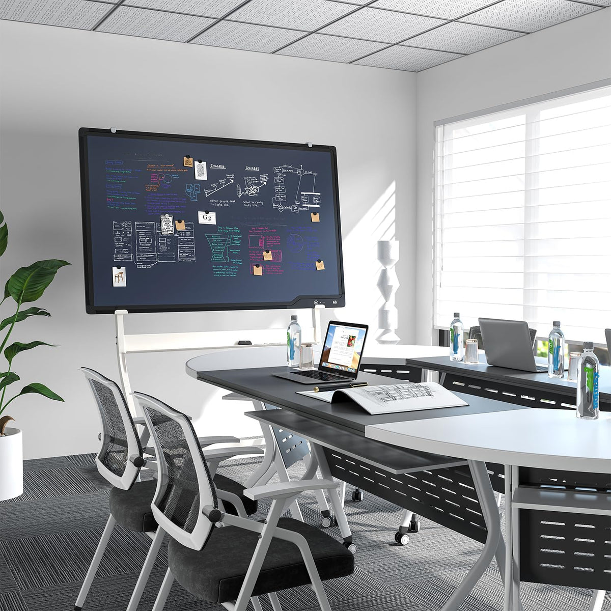 Pizarra de escritura móvil LCD con soporte, pizarra blanca rodante de 50 x 34 pulgadas sobre ruedas, pizarra blanca portátil con mensajes para oficina, hogar, exteriores, altura ajustable de
