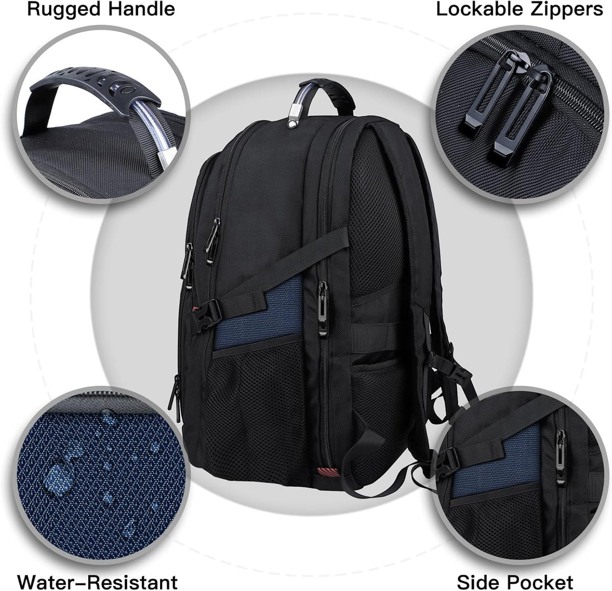 ANTERK Mochila extra grande, mochila de viaje para laptop, Azul, 17 pulgadas