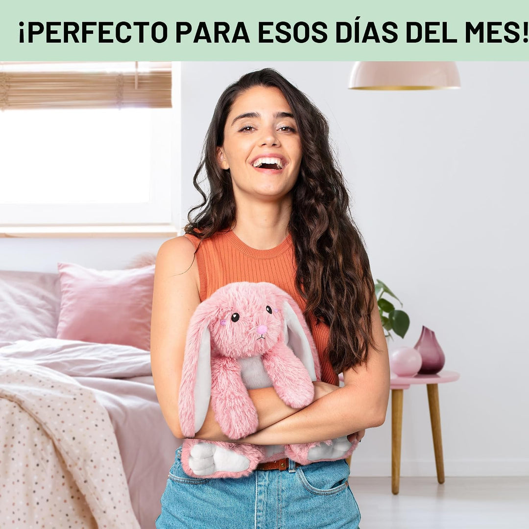 Happy Fuel - Peluche de conejo para microondas, almohadilla térmica...