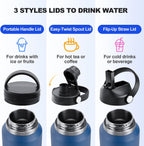 Botella de agua aislada de 32 onzas de acero inoxidable de triple pared con