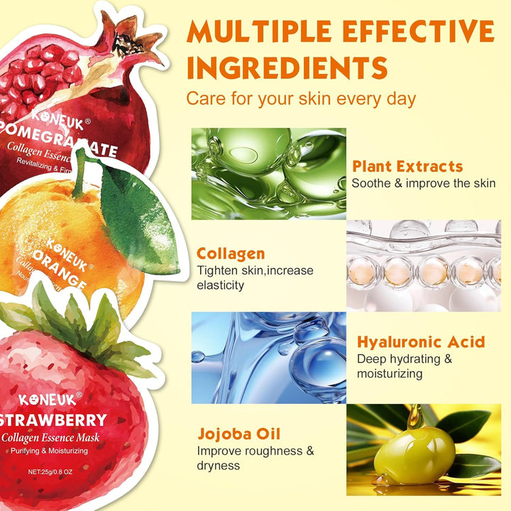 Paquete de 9 mascarillas faciales con forma de fruta para el cuidad...