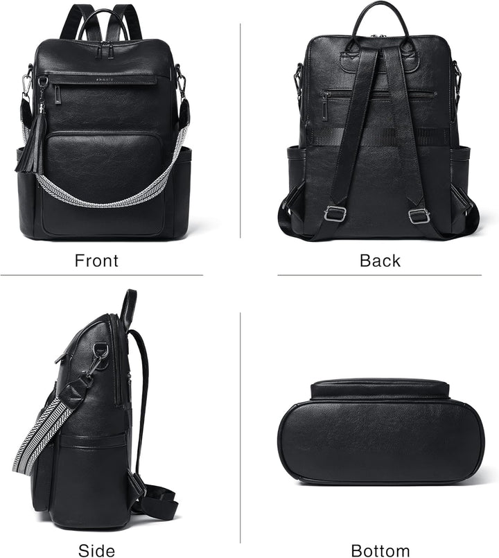 Shrrie - Mochila de cuero vegano para laptop para mujer de 14 pulga...