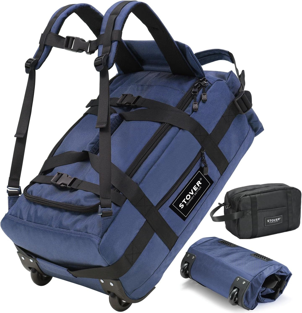 Bolsa de lona con ruedas, plegable con correas para el hombro, U-Zip