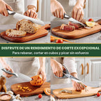 EWFEN - Juego de cuchillos de cocina de 14 piezas con bloque, cuchillos de acero inoxidable alemán con afilador de cuchillos integrado, juego de cuchillos afilados antideslizantes para cocina, apto para lavavajillas, mango curvado