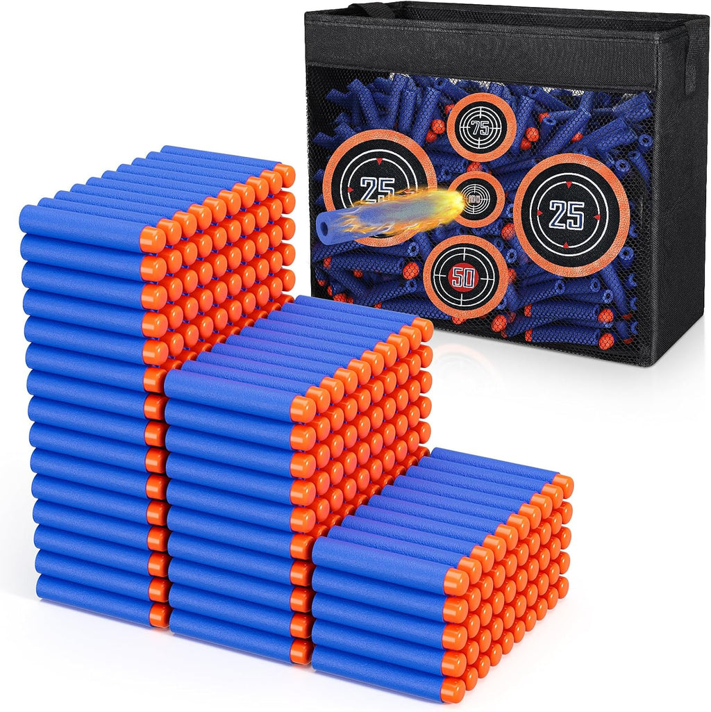 300 dardos para lanzadores Nerf Elite, compatibles con disruptor, Strongarm, etc. Elite, con un objetivo para Nerf Blasters, azul, 0.4 pulgadas