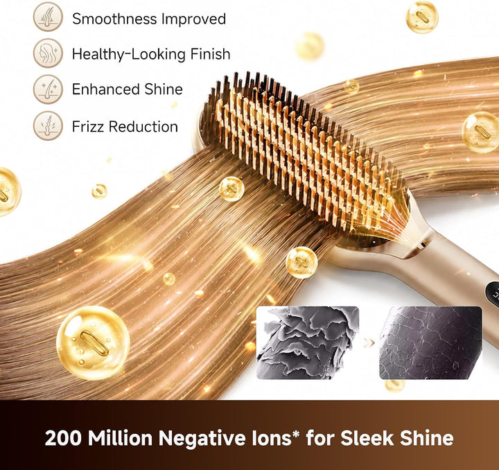 Dreame Voya Hair Straightener Brush, PTC Heating Straightening Comb...