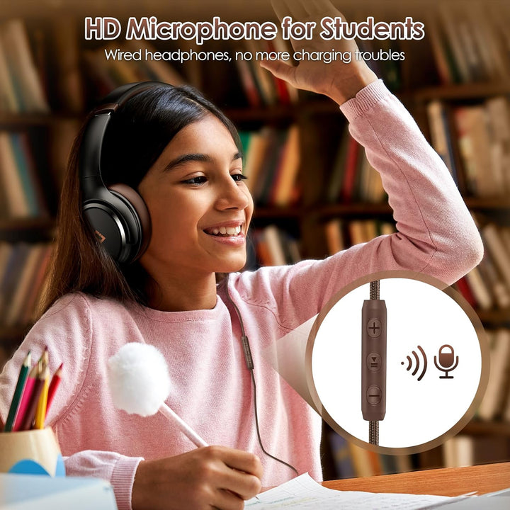 Auriculares USB C con cable sobre la oreja con micrófono HD, auricu...