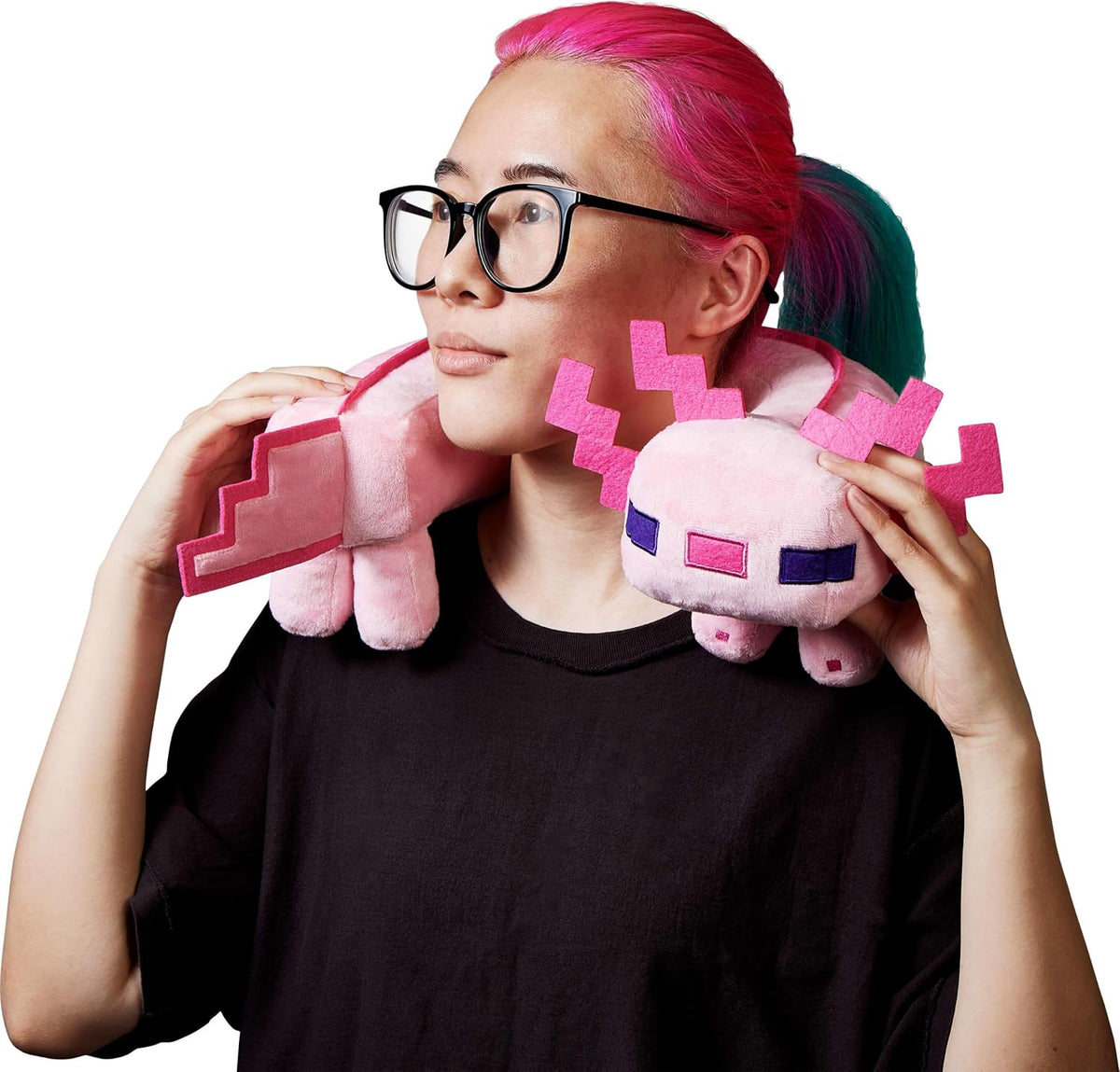 Mattel Minecraft Axolotl - Almohada para el cuello, juguete de peluche