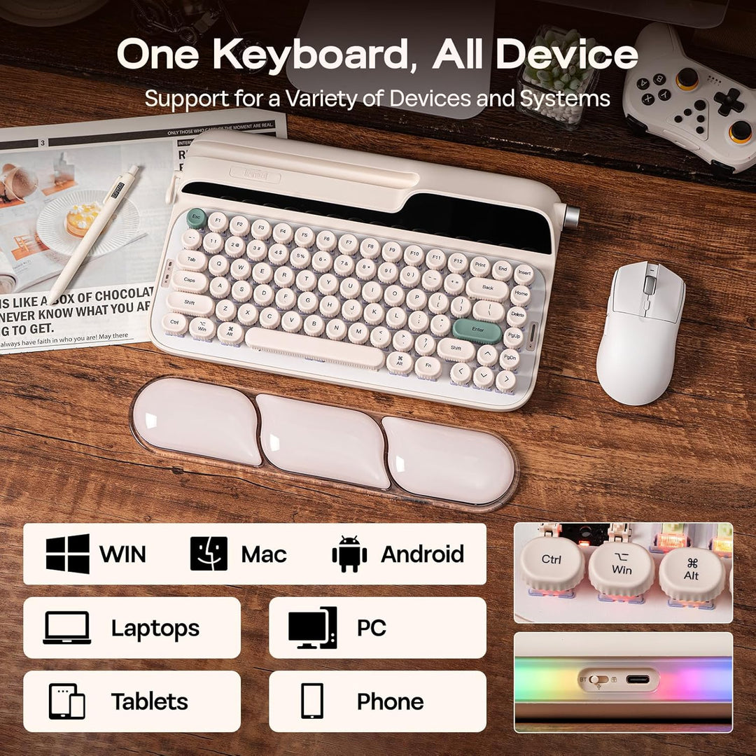 EPOMAKER Glyph - Teclado mecánico inalámbrico retro, pantalla y per...