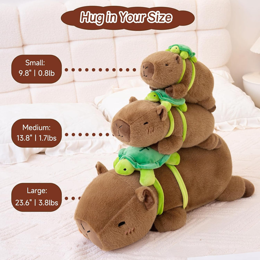 SQEQE - Peluche con peso de capibara con mochila de tortuga, juguet...