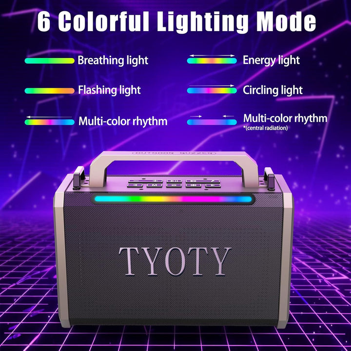 TYOTY Altavoz Bluetooth portátil de 80 W, sonido estéreo inalámbric...