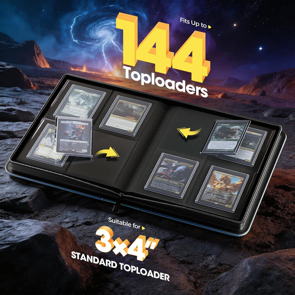 ProCase Carpeta de Carga Superior de 4 Bolsillos, Sostiene 144 Cartas en Toploaders - Azul Marino