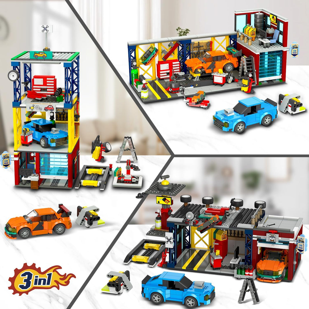 HOGOKIDS Juego de construcción de garaje de coche de
