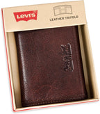 Levi's Billetera triple de cuero de puntada pesada para hombre, marrón, talla única