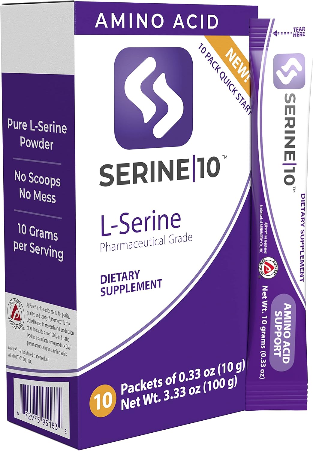 SERINE10 L-Serine Nootropics Paquetes - Apoya la salud cerebral, la...