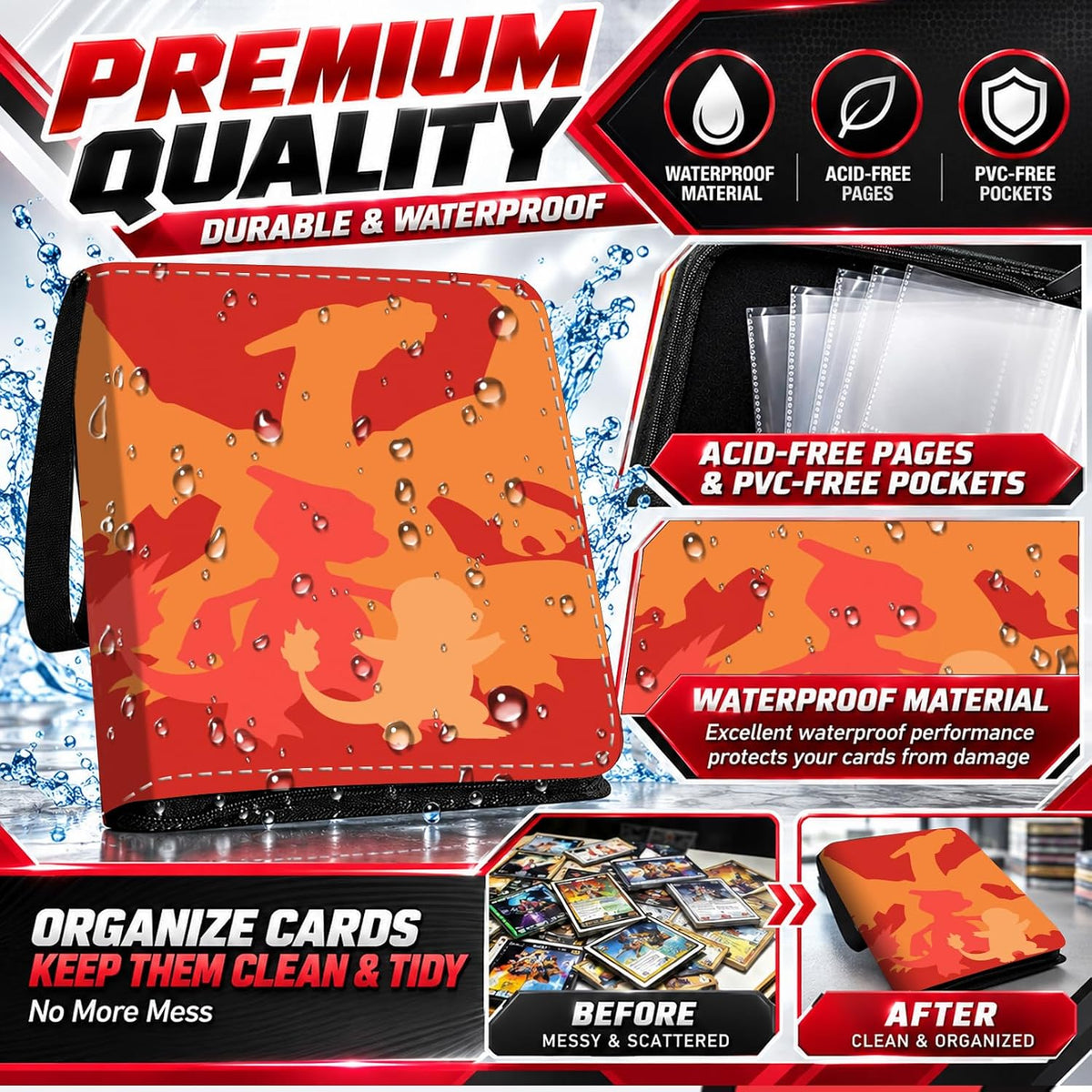 Carpeta de tarjetas coleccionables con mangas extraíbles, carpeta de