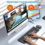 Combo de teclado y mouse inalámbricos, teclado silencioso ultra del...