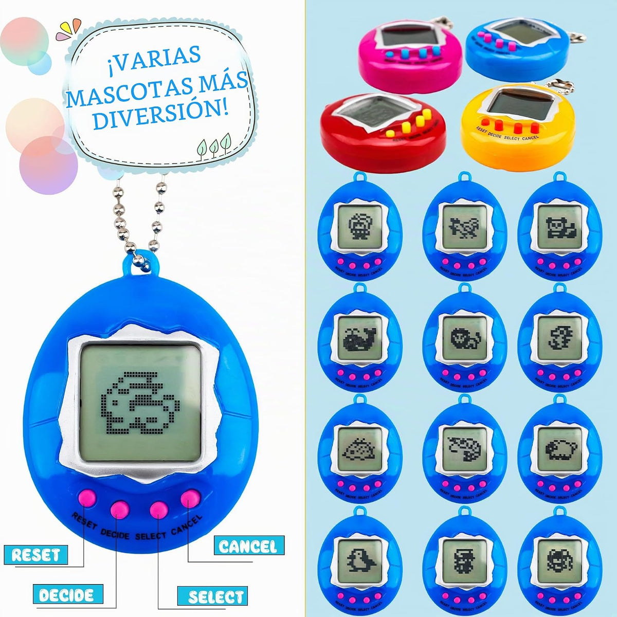 28 llaveros virtuales para mascotas, llavero digital electrónico para mascotas, máquina de juego de mano retro, juguete nostálgico de los años 90 para niños, regalos de fiesta de cumpleaños, rellenos de bolsas de golosinas
