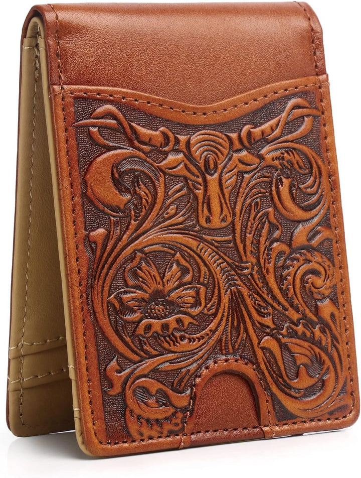 Cartera Pefiam de cuero de grano completo para hombres - Cartera bi...