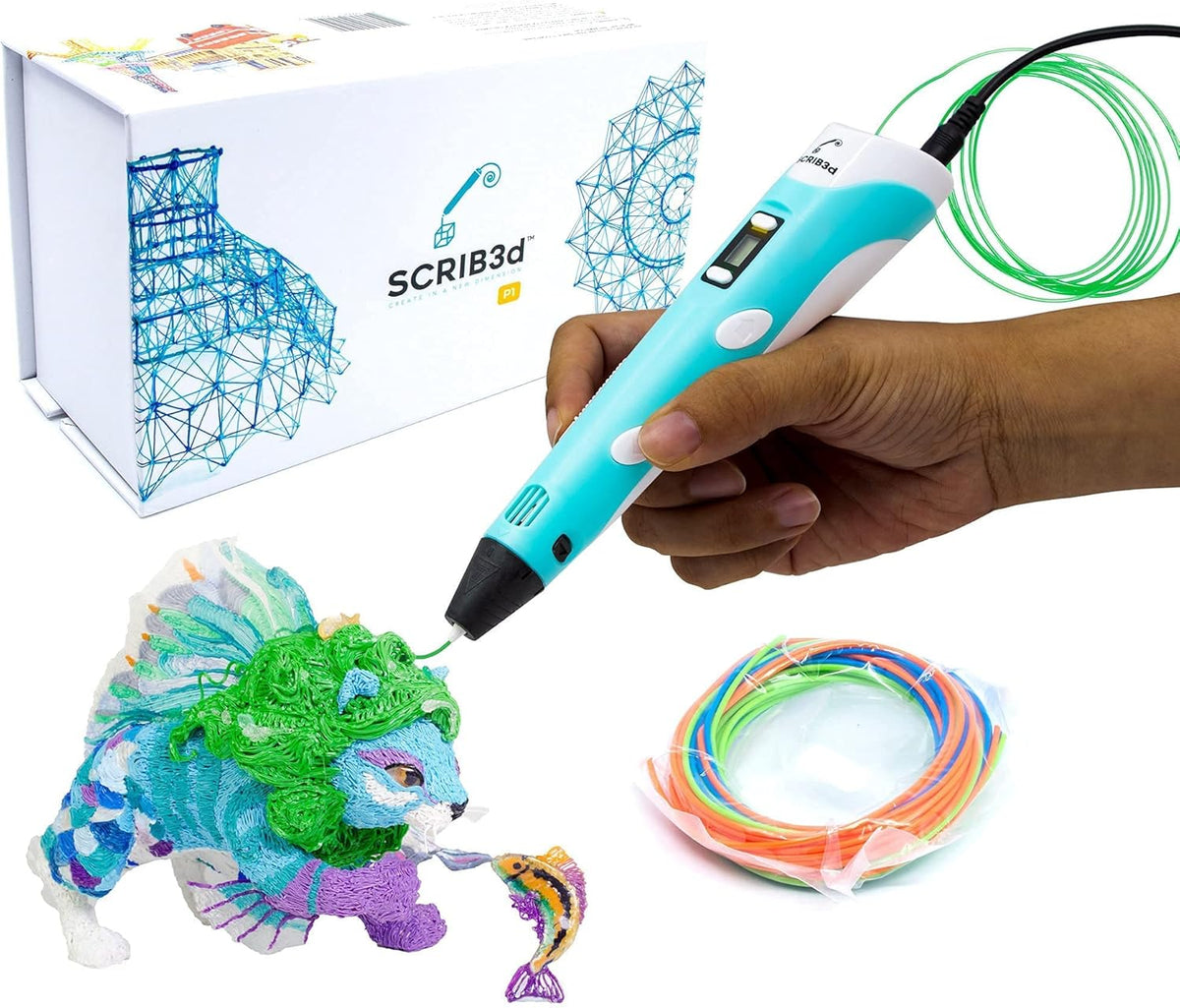 SCRIB3D Bolígrafo de impresión 3D P1 con pantalla \u2013 Incluye bo...