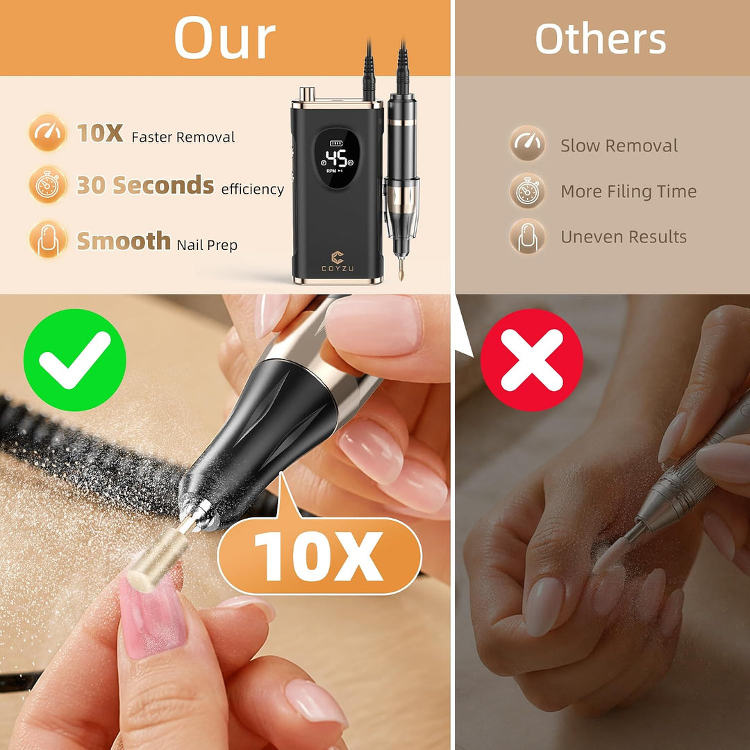COYZU Taladro de uñas eléctrico profesional Lima de uñas recargable...