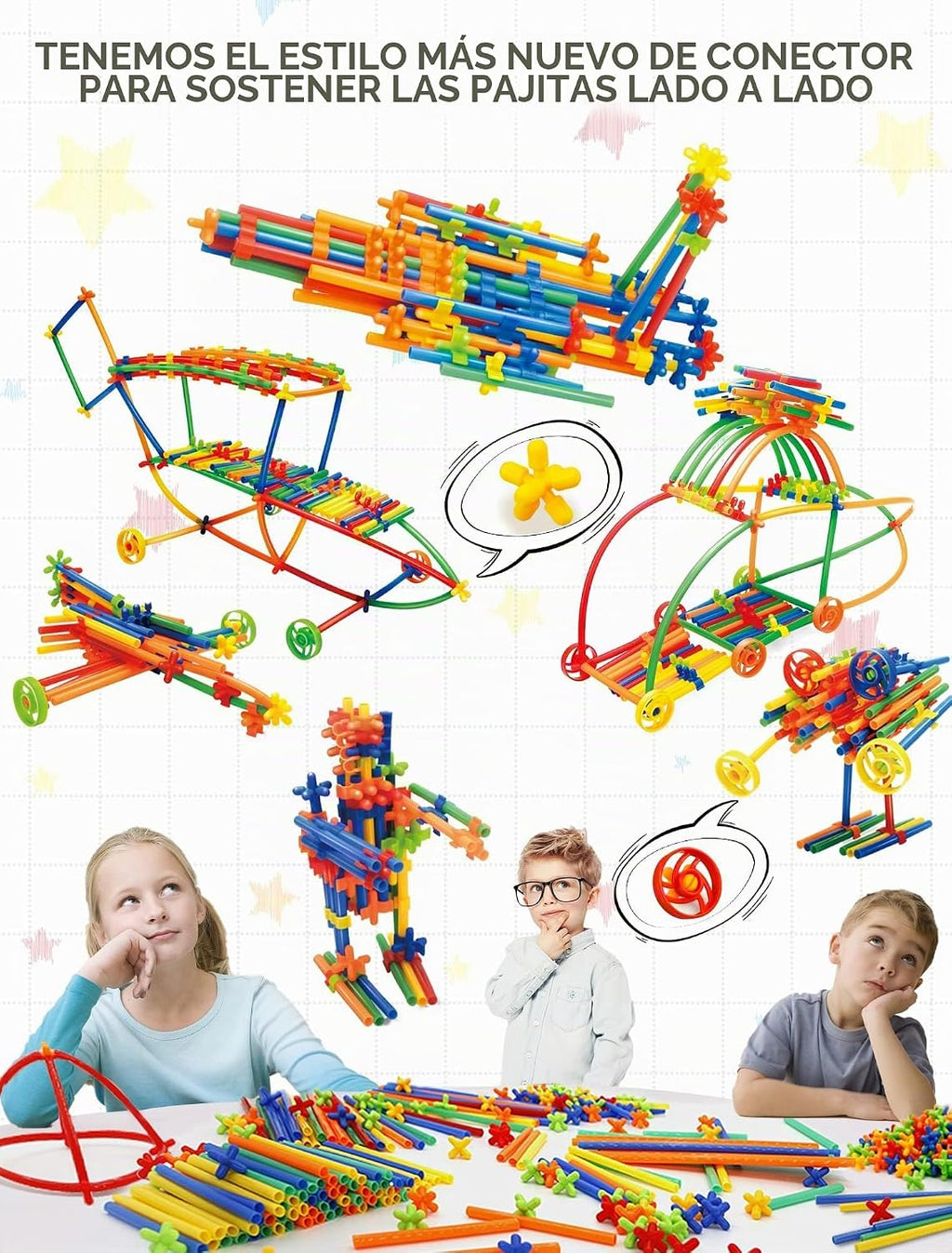 600 juguetes de construcción STEM, juguetes de constructor de paja, juegos de construcción de ingeniería de grado superior para niños, desarrolla habilidades motoras y pensamiento lógico, divertido juguete educativo ideal para regalo