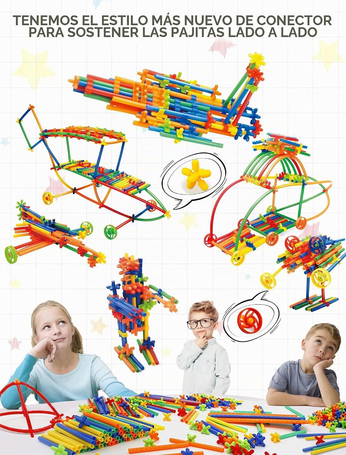 600 juguetes de construcción STEM, juguetes de constructor de paja, juegos de construcción de ingeniería de grado superior para niños, desarrolla habilidades motoras y pensamiento lógico, divertido juguete educativo ideal para regalo